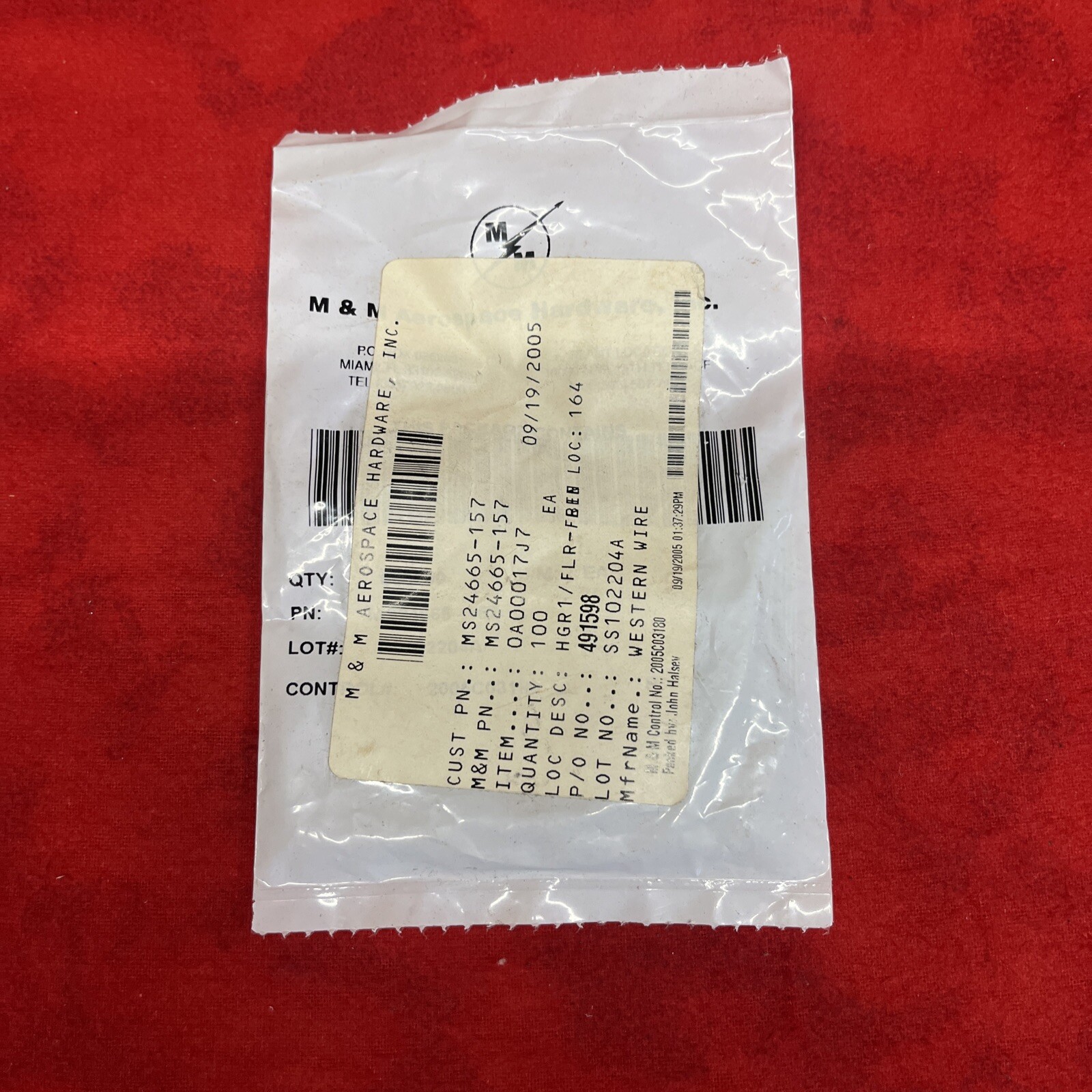 M&M AEROSPACE HARDWARE SEALED PACK OF 100 COTTER PINS AVIATION (w2)