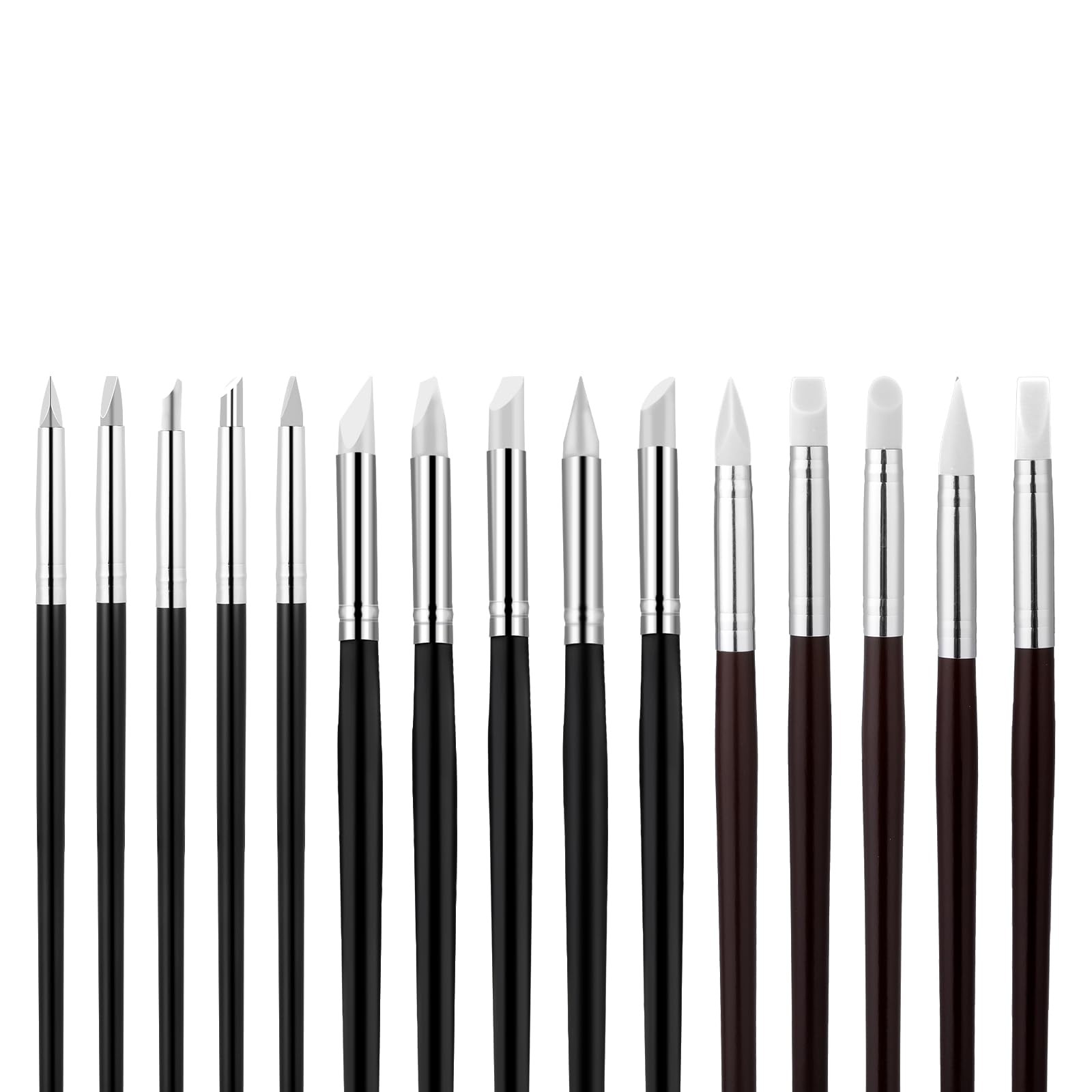 15 Pcs Silicone Paint Brush Black Silicon Color Shapers Brushes for DIY