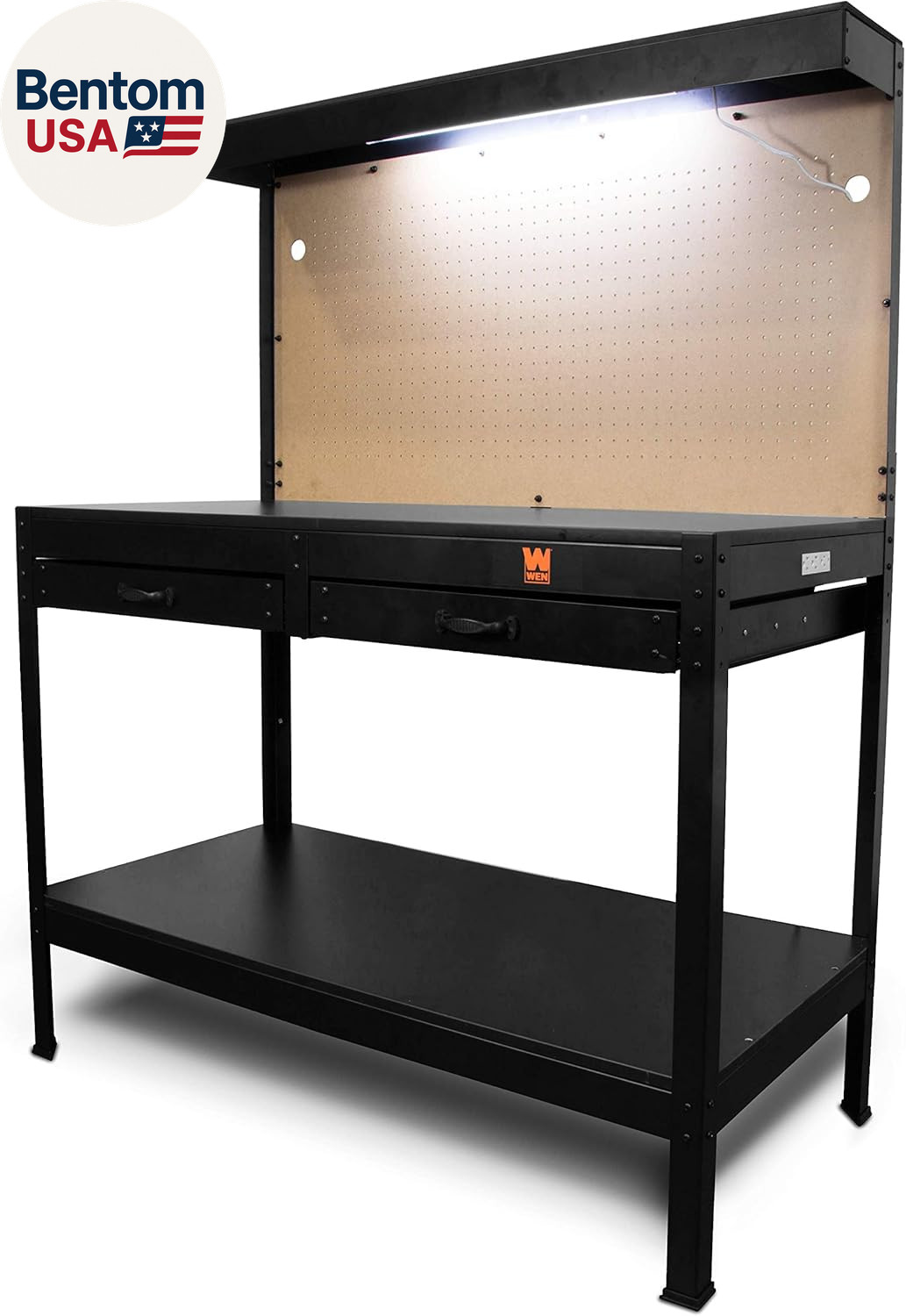 WB4723T 48-Inch Workbench with Power Outlets and Light, Black