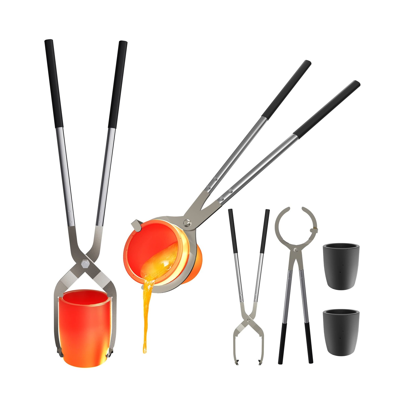 Nelyrho #10 (26lbs-12kg) Crucible Tongs Set with Lifting Tongs, Pouring Tongs...