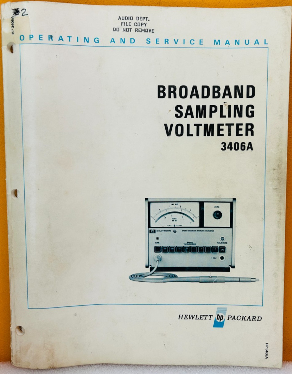 HP 03406-90002 1969 Model 3406A Broadband Sampling Voltmeter Service Manual.