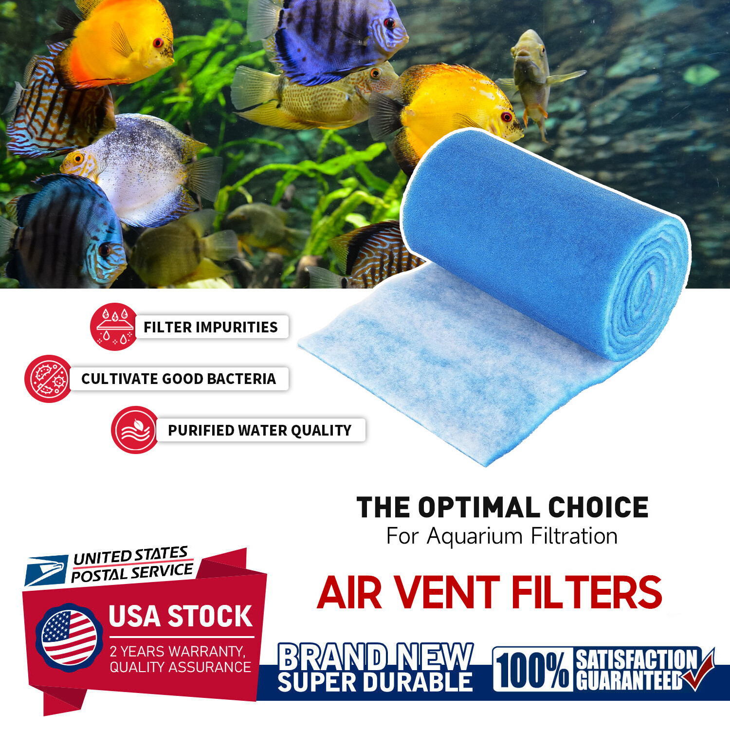 12' Blue White Aquarium media wet dry filters pads for koi ponds bonded bio ball