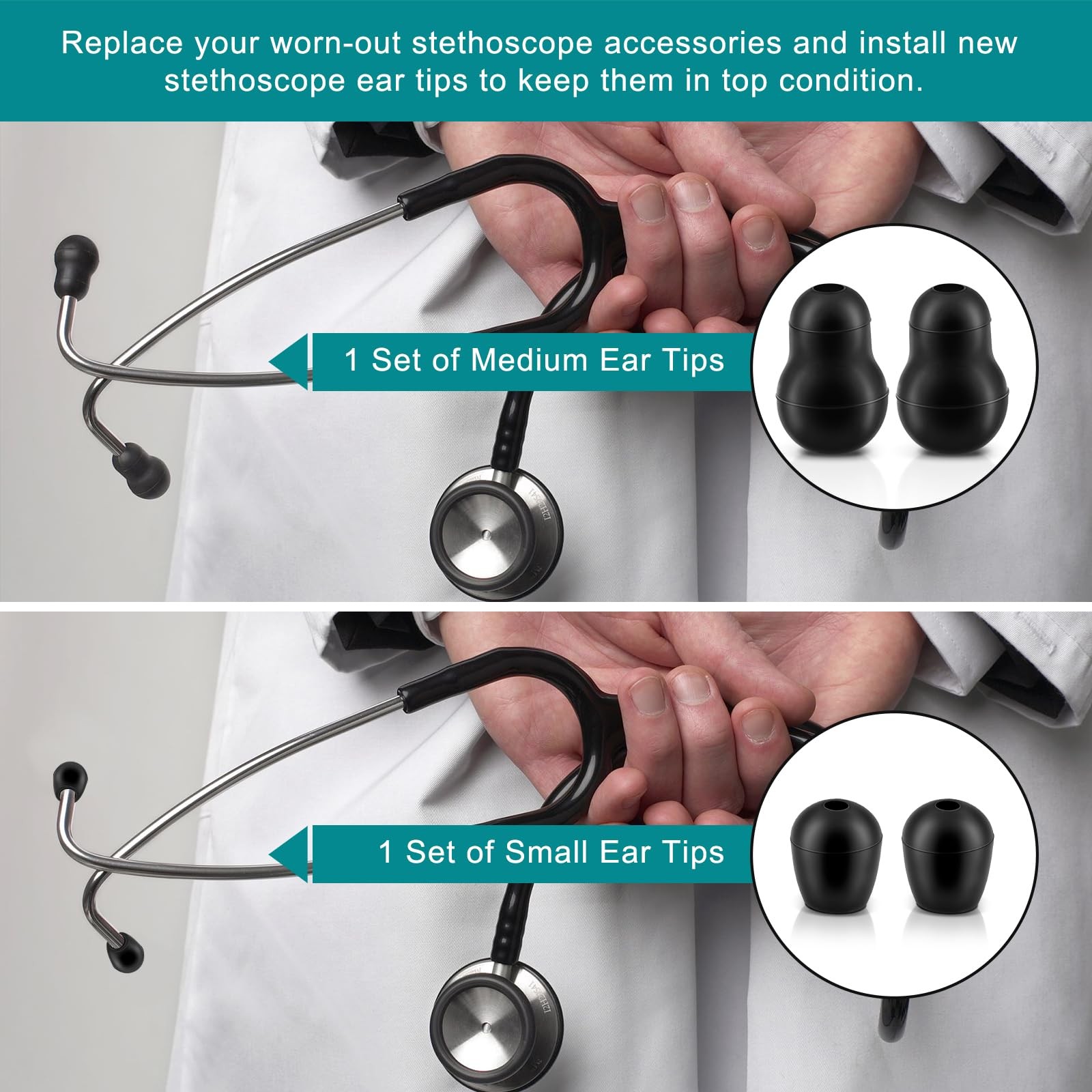 Stethoscope Ear Tips Replacement for Littmann Stethoscopes - Compatible with ...