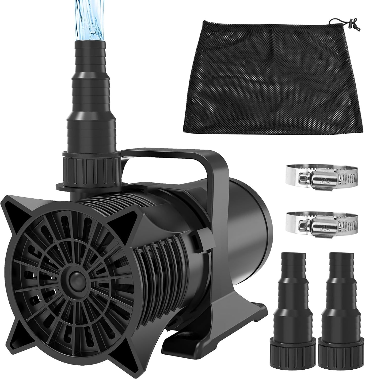 1800GPH Submersible Water Pump UL Certified Pond Pump with 20FT Cord, Adapters