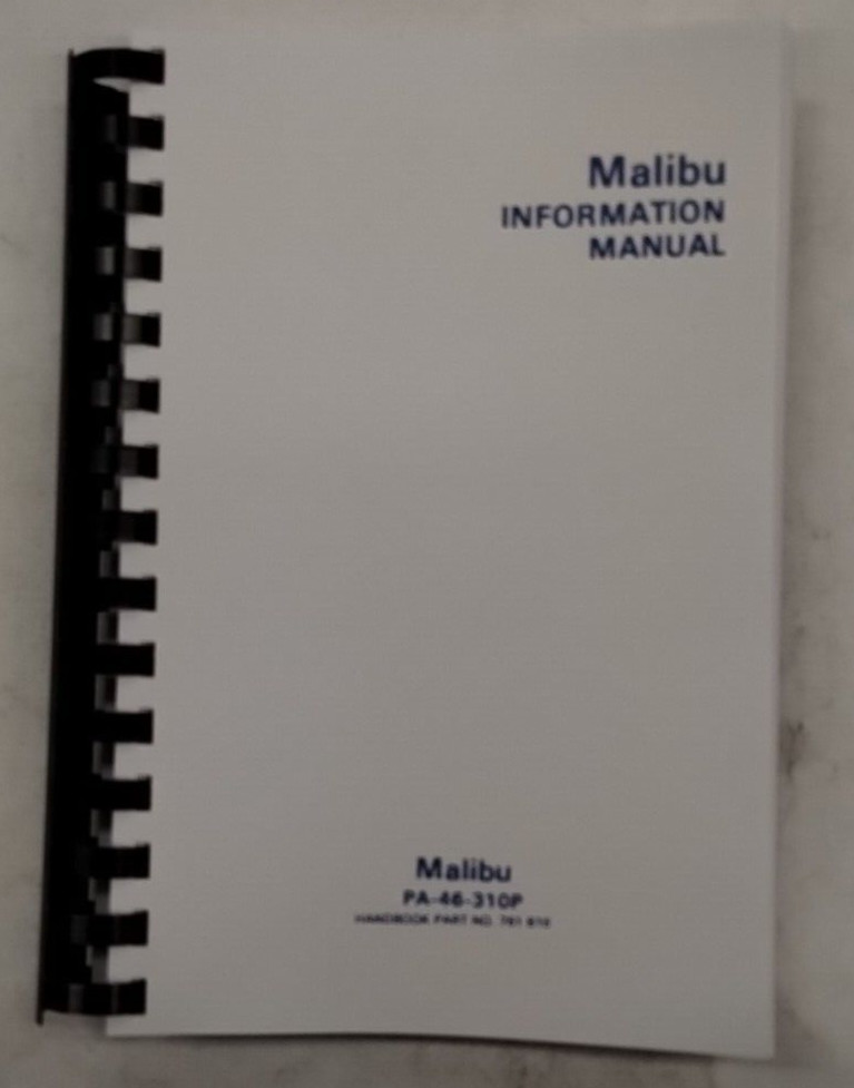 Piper 1986-88 Malibu PA-46-310P Pilots Operating Handbook 761-816-Reproduction