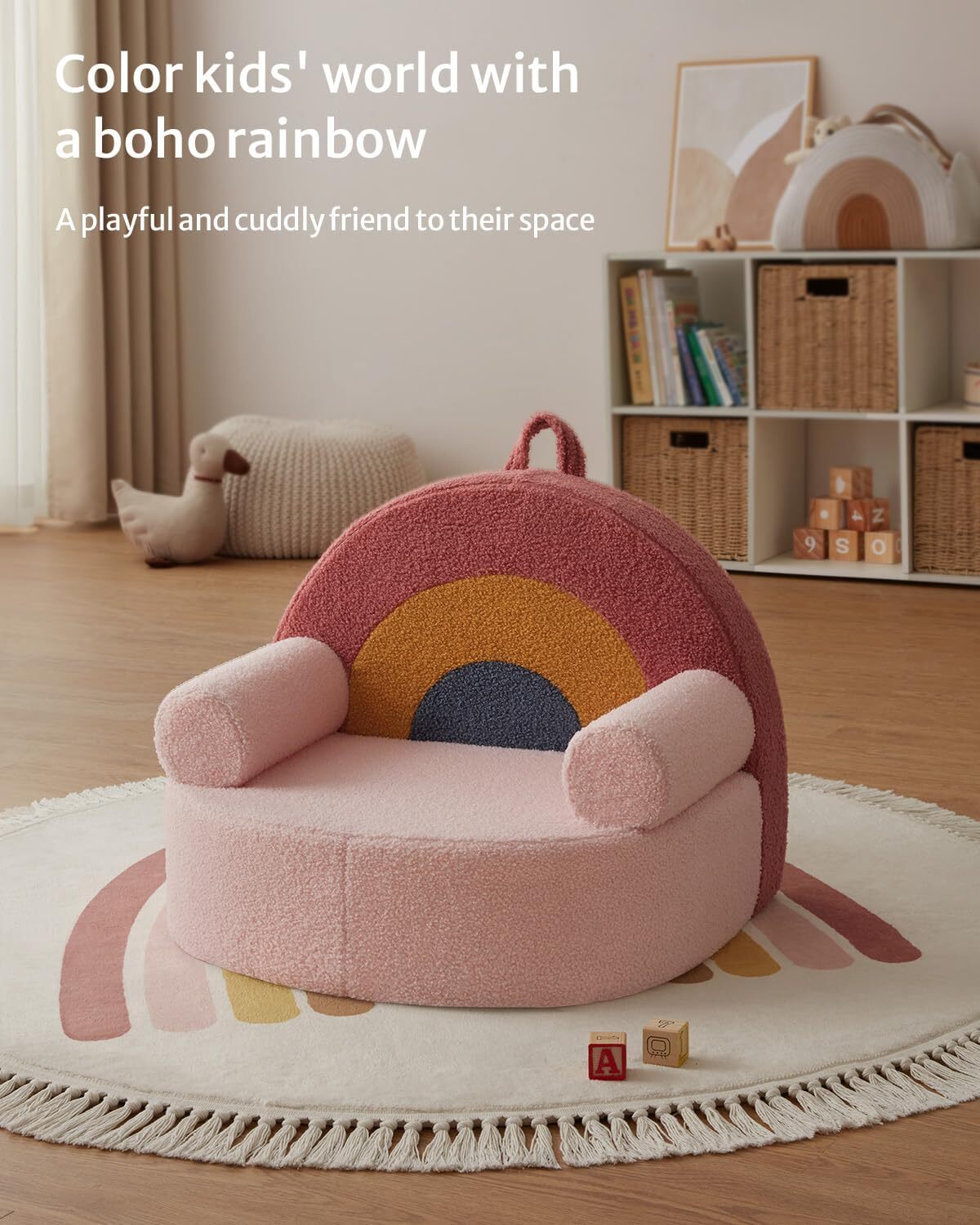 Toddler Chair Comfy, Foam Kids Chair with Soft Teddy Plush，Toddler Reading