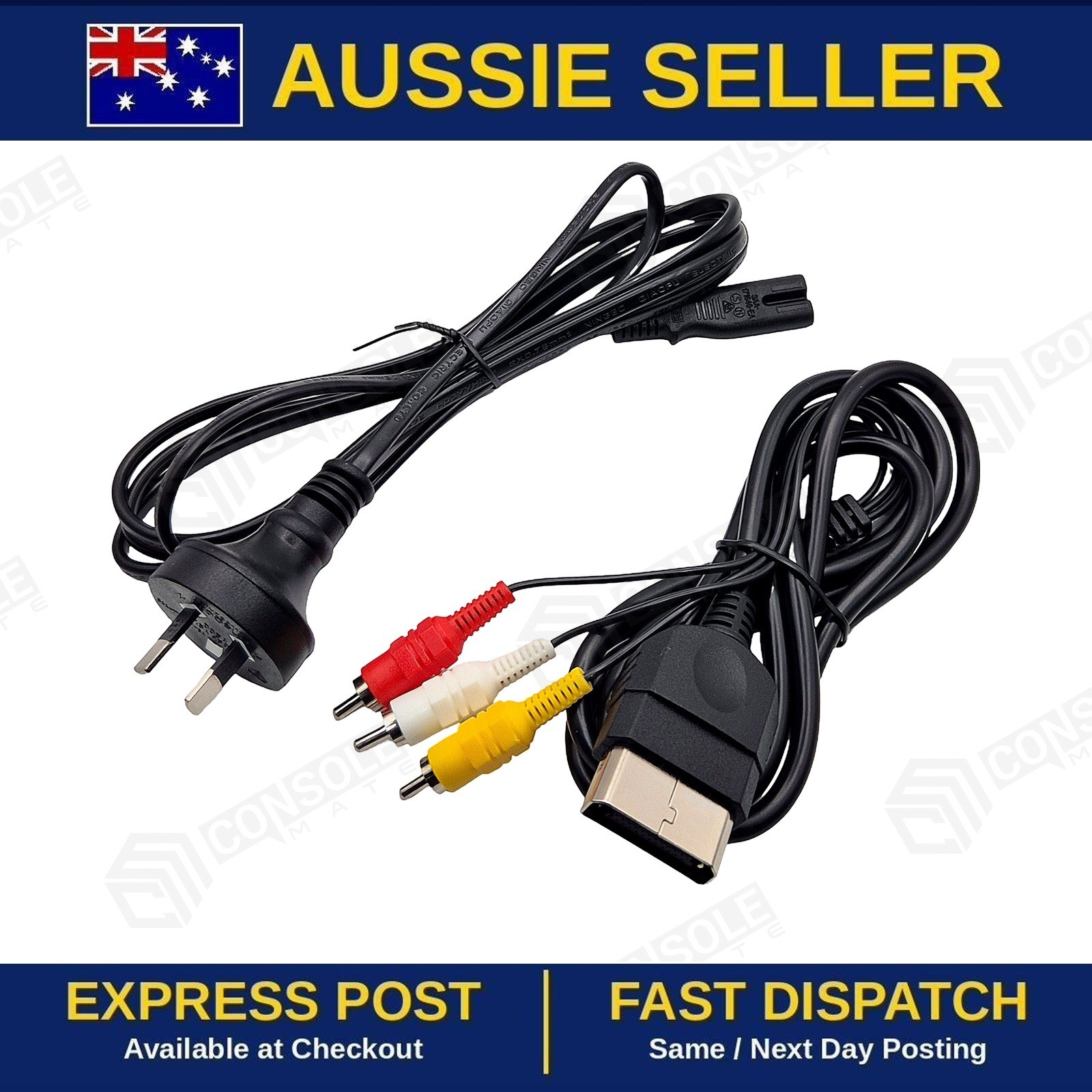 AV Cable & Figure 8 Power Lead for Original Xbox | RCA + AU Plug | Brand New Set