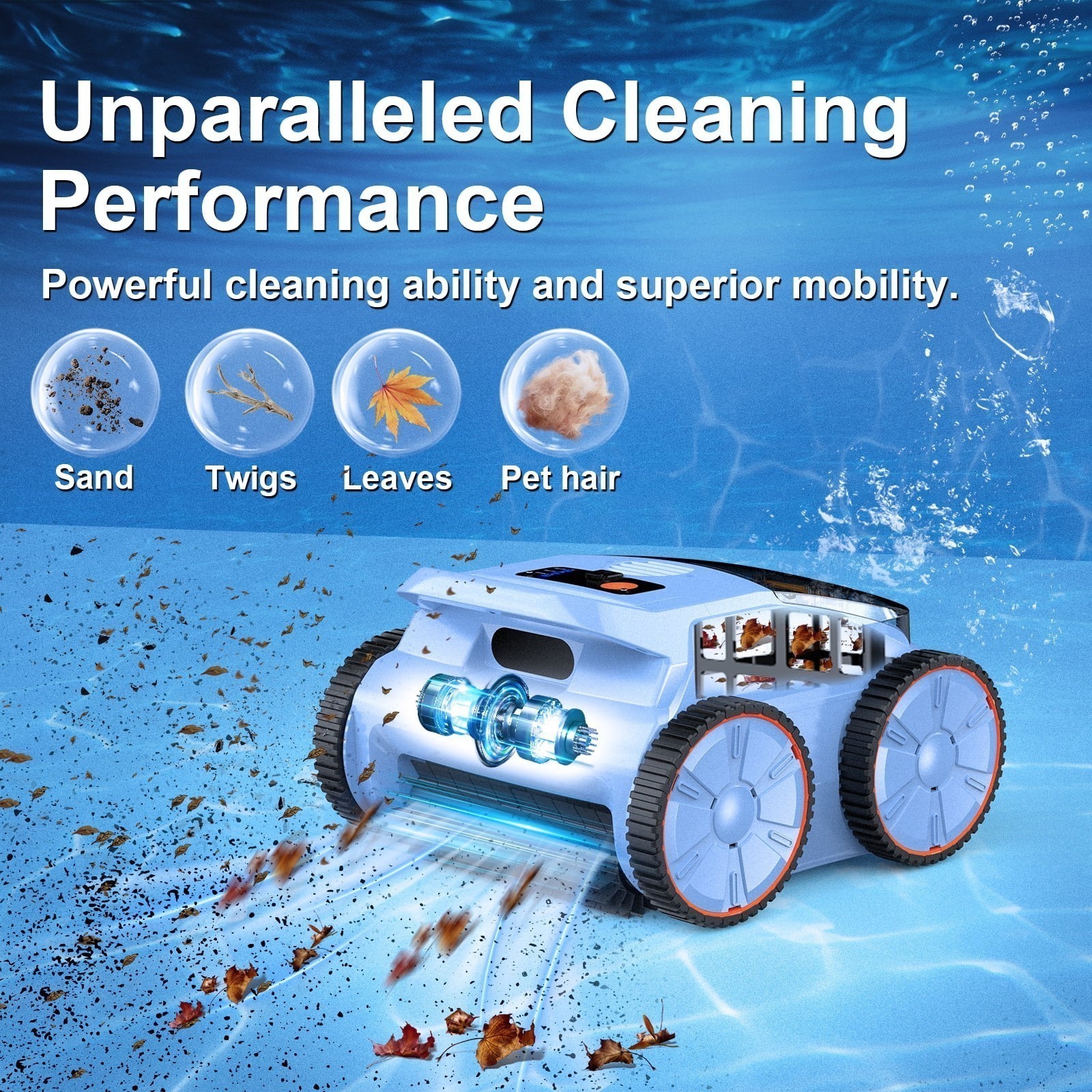 Seauto Robotic Pool Vacuum Cleaner for Inground Pools with AI Smart Navigation