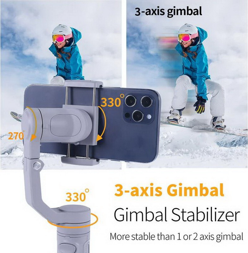 Foldable Handheld Three-axis Gimbal Stabilizer Anti-shake For Phone HQ3 USB31