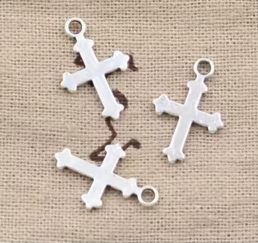 50pcs Double Sided Cross 19x12mm Collectible Keychains Glasses Antique Pendants