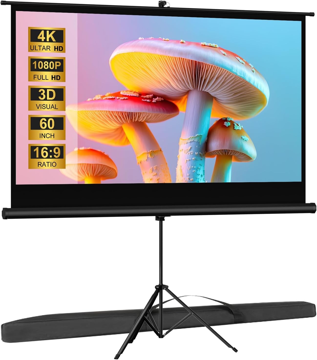 Outdoor Projector Screen with Stand Tripod, Indoor Pull Up Portable...