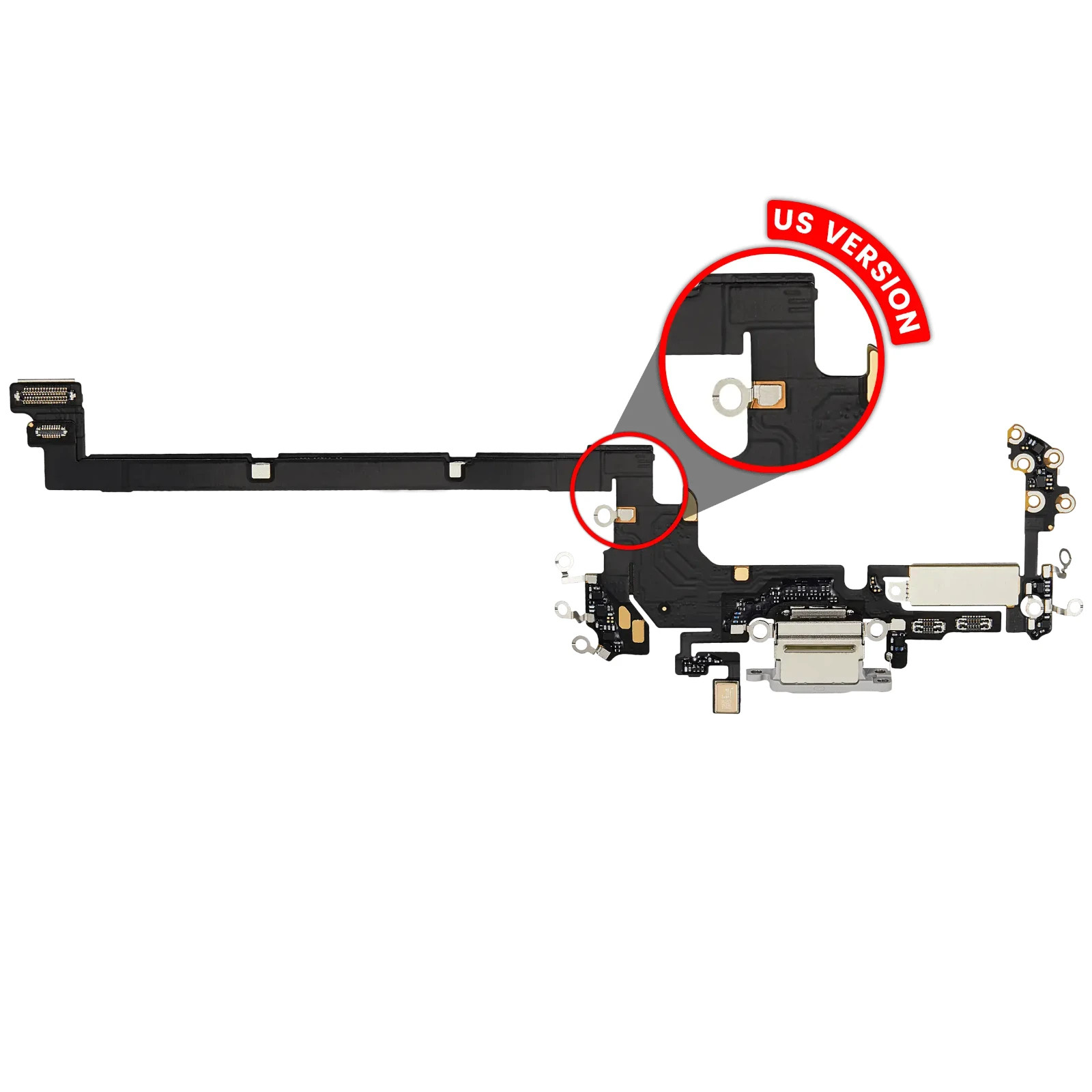Genuine OEM i phone 17 Pro Charging Port Flex Cable (Silver) Pull US Version