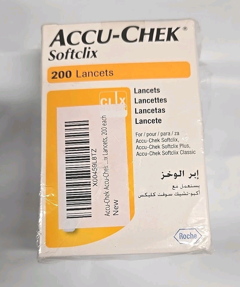 ACCU-CHEK SOFTCLIX BLOOD GLUCOSE LANCETS, 200 PACK EXP 10/2026