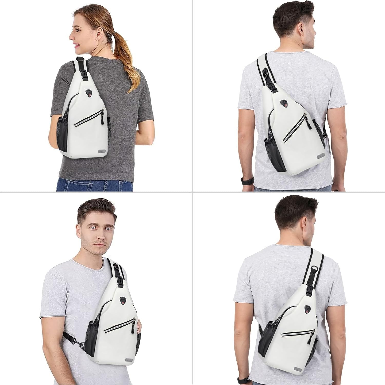 MOSISO Sling Backpack, Multipurpose Crossbody Shoulder Medium, Ivory White
