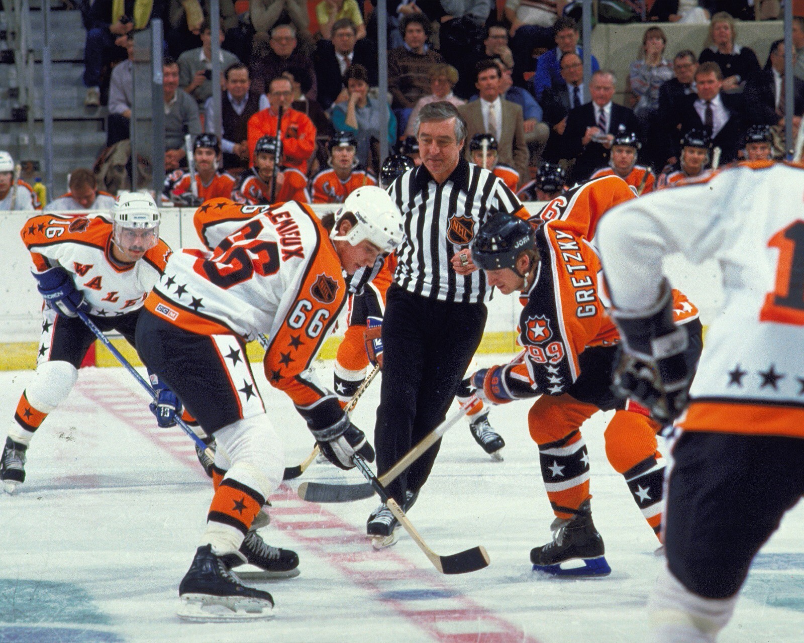 Mario Lemieux & Wayne Gretzky All-Stars Penguins Oilers 8x10 Vintage NHL Photo