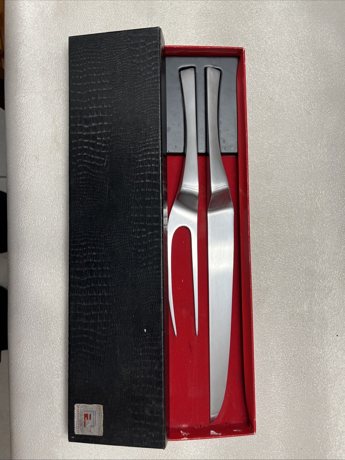 *Vtg MCM Stainless Carving Knife Set - Italy - Beverly Hills Fleetwood Orig Box