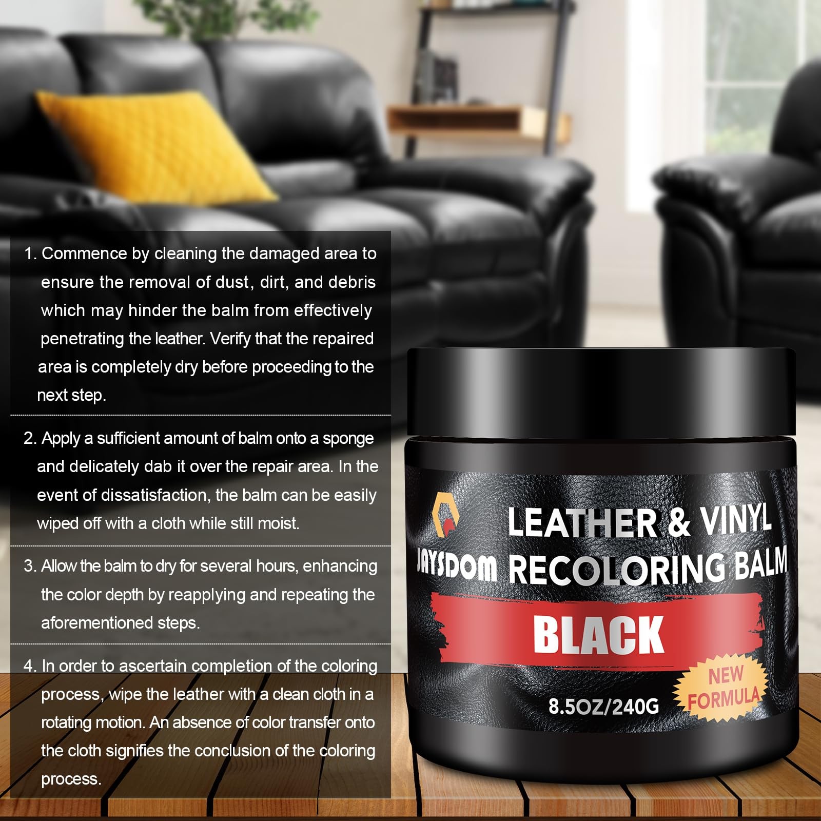 Leather Recoloring Balm Dye Scratch Remover Couch Paint Repair Black Kit 1 PCS