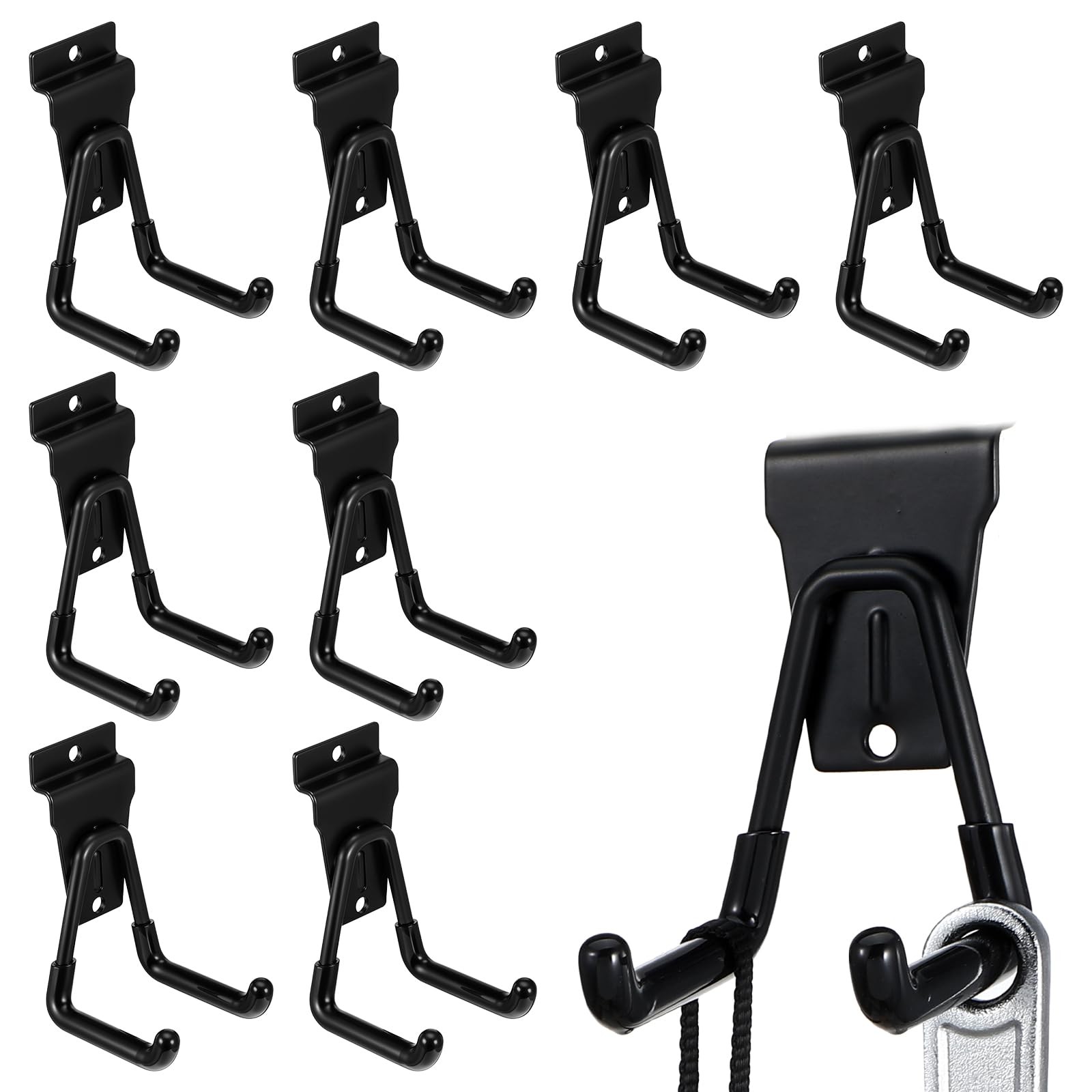 8 Pcs Slatwall Hooks, Heavy Duty Slat Wall Hangers for Garage and Retail Stor...
