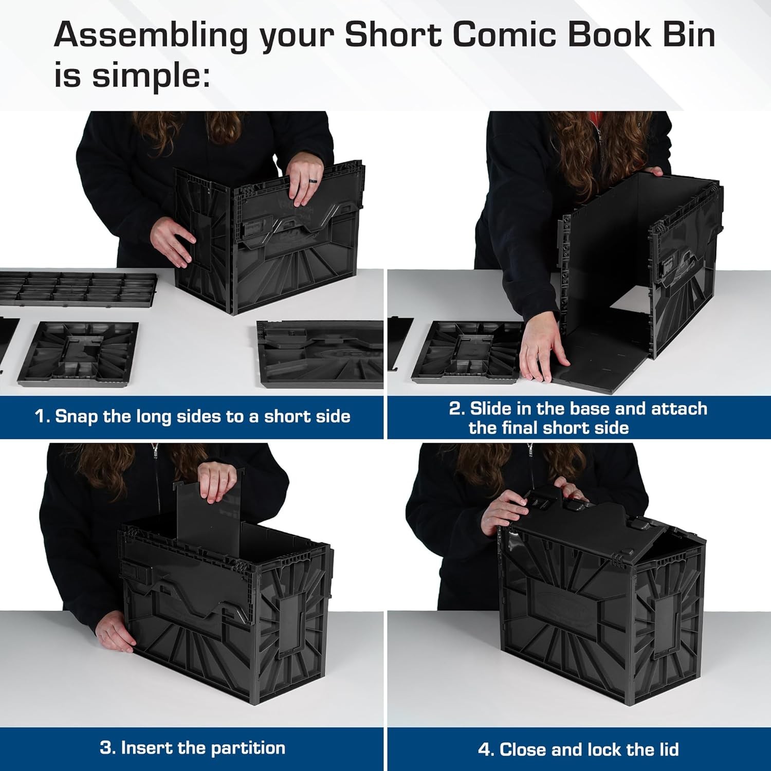 COMIC BIN STORAGE BOX ORGANIZER Home Magazine Container Stackable Collector