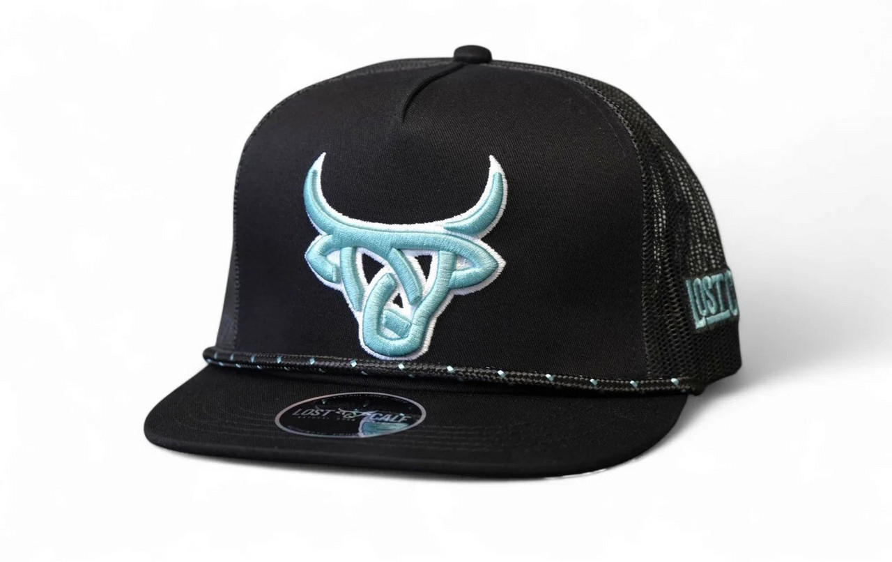 Lost Calf 3D Logo Teal Black Rope - Hats Cap - Frost Black Flat