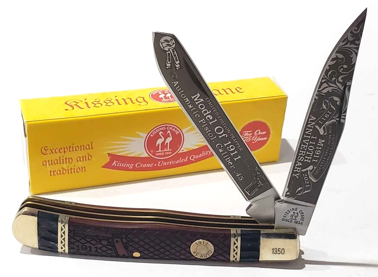Kissing Crane Limited Edition M1911 .45 Caliber Trapper Pocket Knife Colt Gun