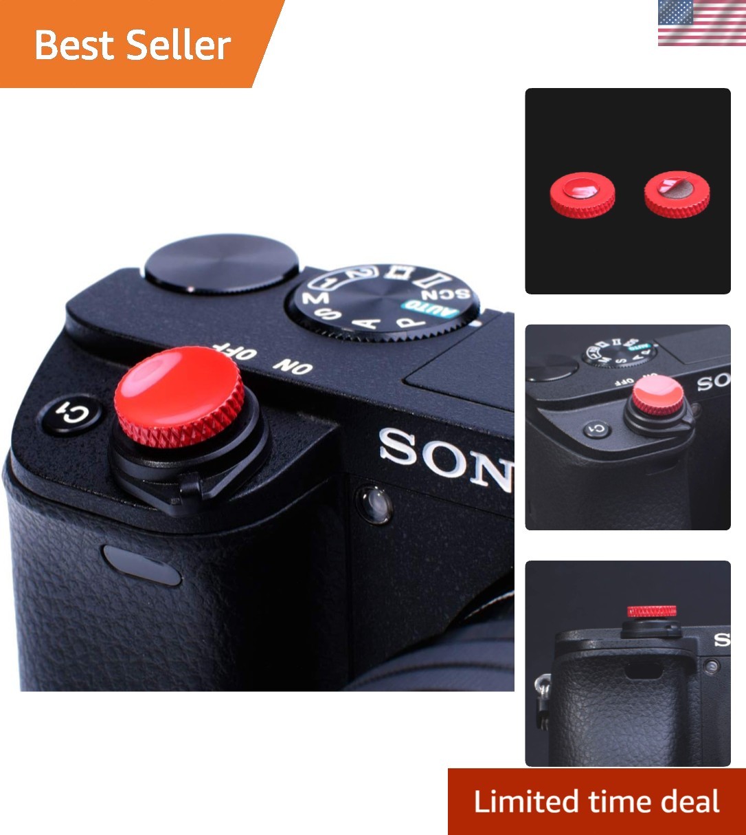 Comfortable Red Shutter Release Button Caps - Accessory for Top Cameras - 2 Pack