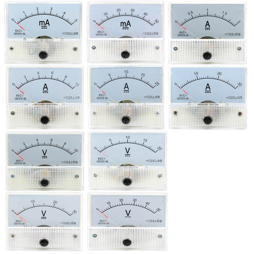 Analog Amp Panel Meter 2-30A DC Ammeter Current 10-50V DC Voltmeter Voltage 85C1