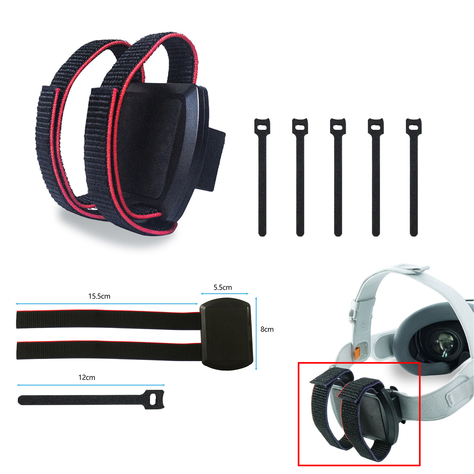 For Vision Pro VR Headset Battery Tie Down Strap Holder Belt Power Supply Strap