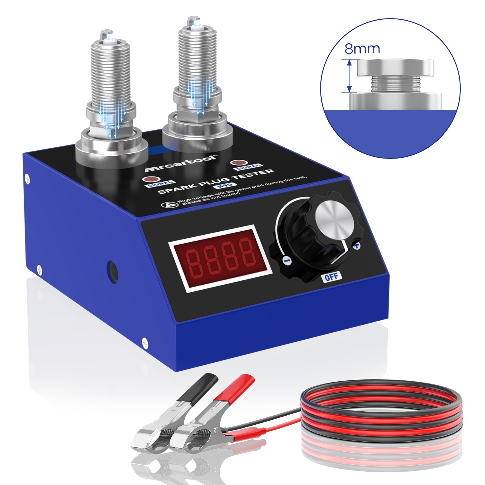 Spark Plug Tester 12V Gasoline Car Ignition Analyzer Dual Hole Diagnostic Tool