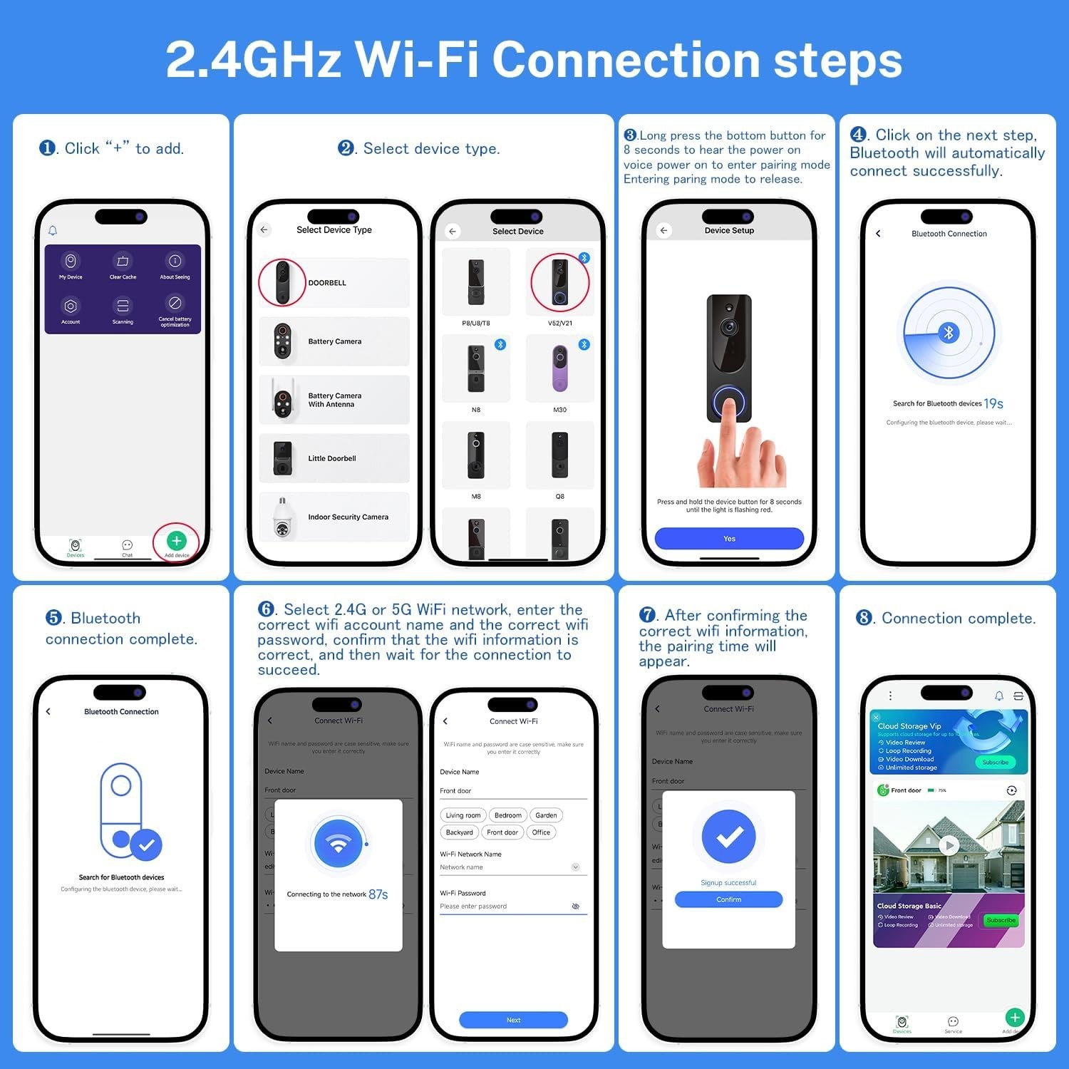 Wireless Smart Doorbell Camera with Motion Detection & Night Vision Capabilities