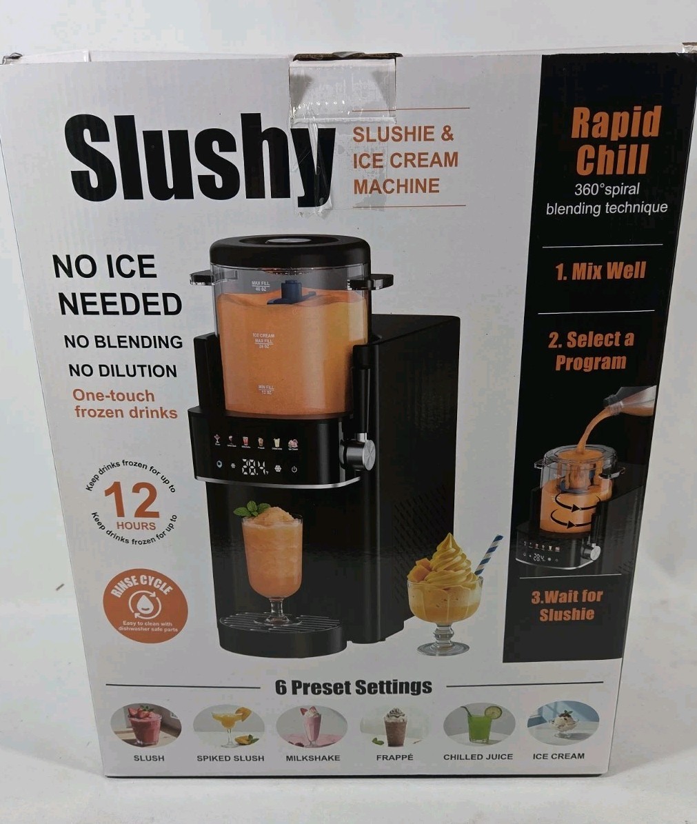 2-in-1 Countertop Slushie & Soft Serve Ice Cream Machine, Black, FREE SHIP