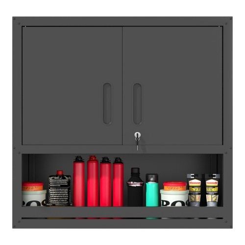 Locker  Metal wall-mounted tool storage cabinet with locked door drawer