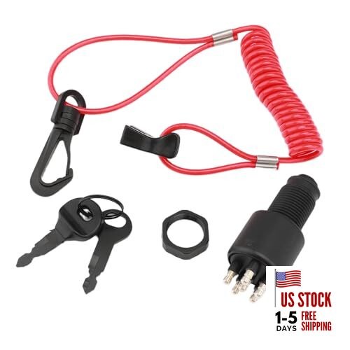5005801 Boat Ignition Switch Key Assembly with Safety Lanyard Fits for Johnson