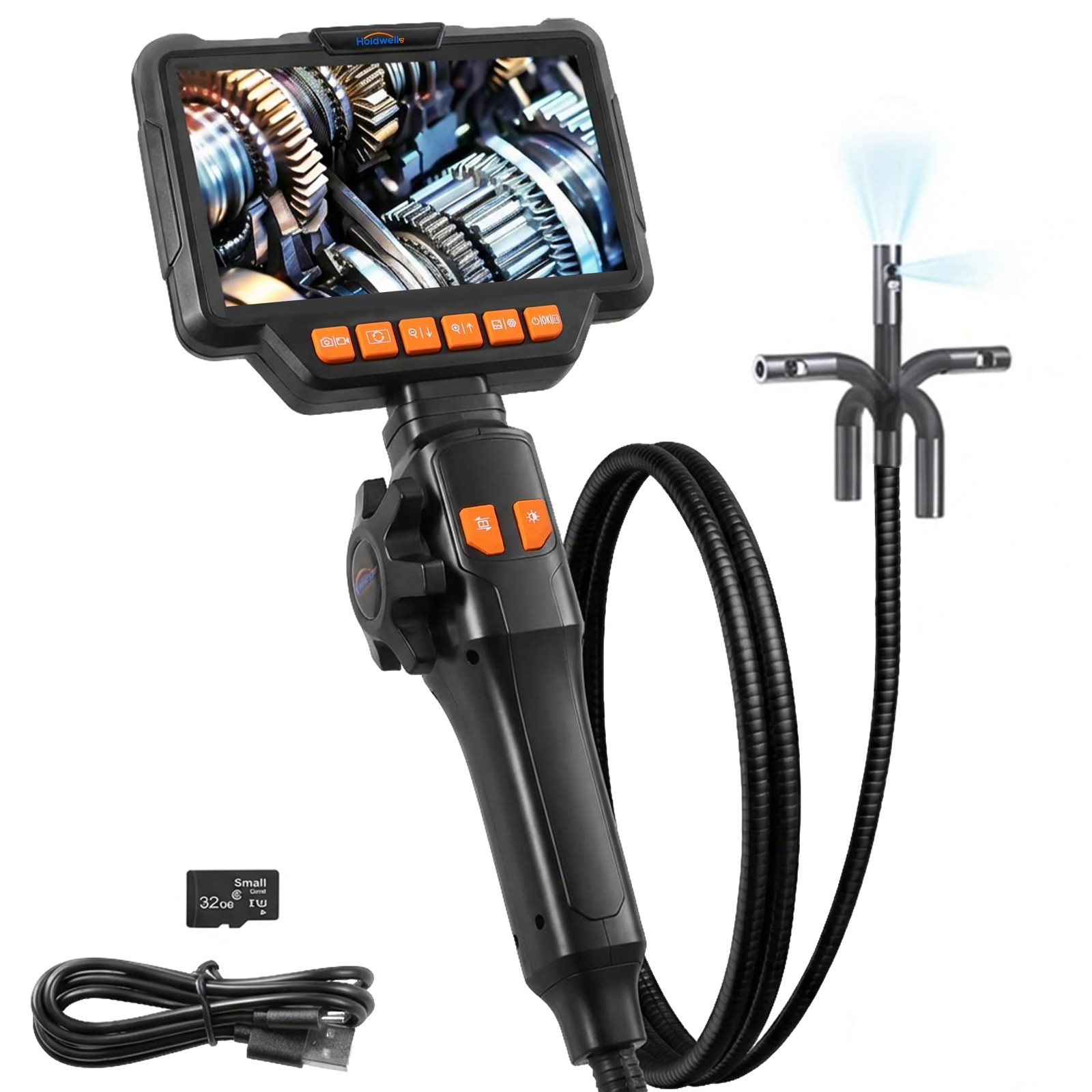 Holdwell S Dual Lens Articulating Borescope Camera, 8mm Borescope Endoscope w...