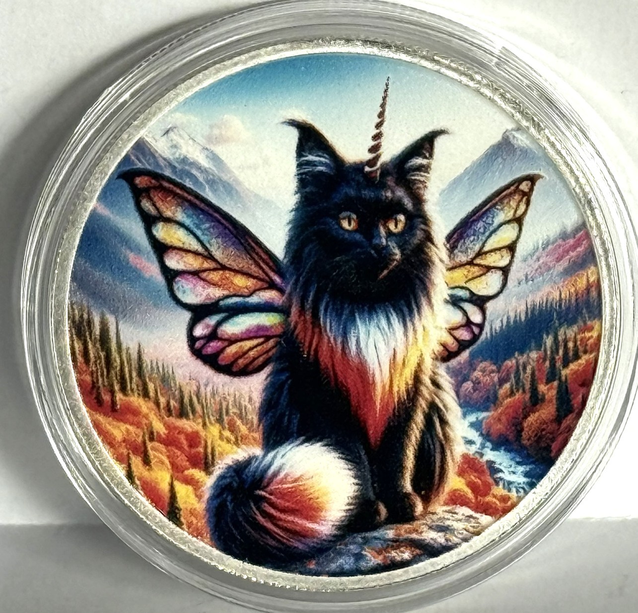Hayleybug 1 oz MothFire Cat silver Round w/ COA mintage 15