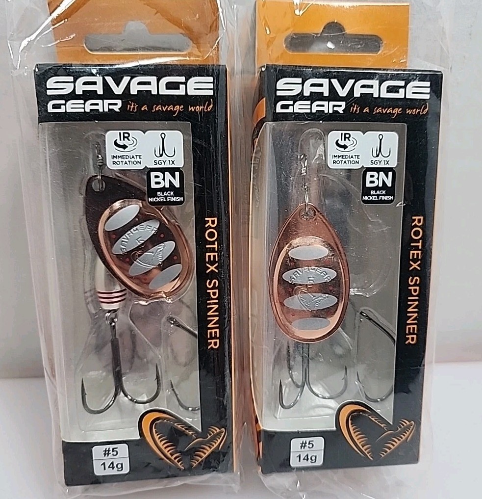 2 Savage Gear Lures Rotex Inline Spinner #5 14g Cobbler Silver Spoon Lure Lot