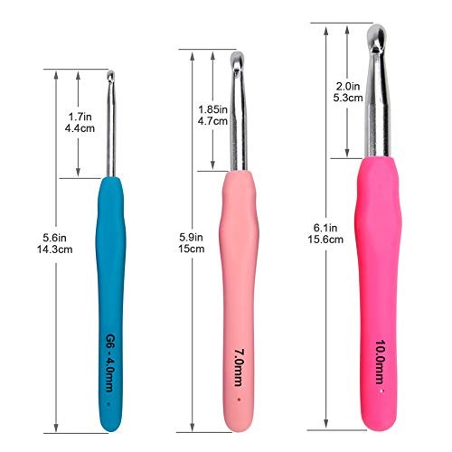 14pcs Crochet Hooks Set Ergonomic Soft Grip 2mm To 10mm Bamboo Yarn Craft