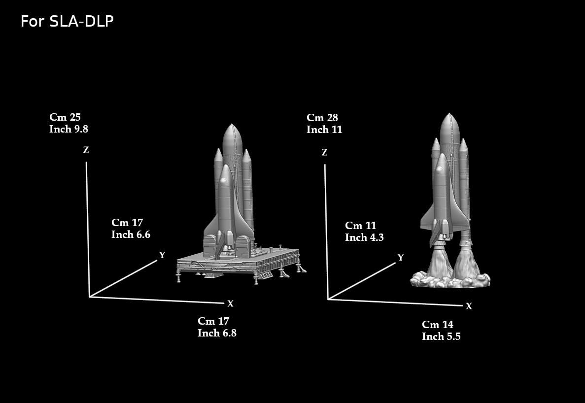 Space Shuttle FILE STL for all 3D printer 2 version platform take_off phase lamp