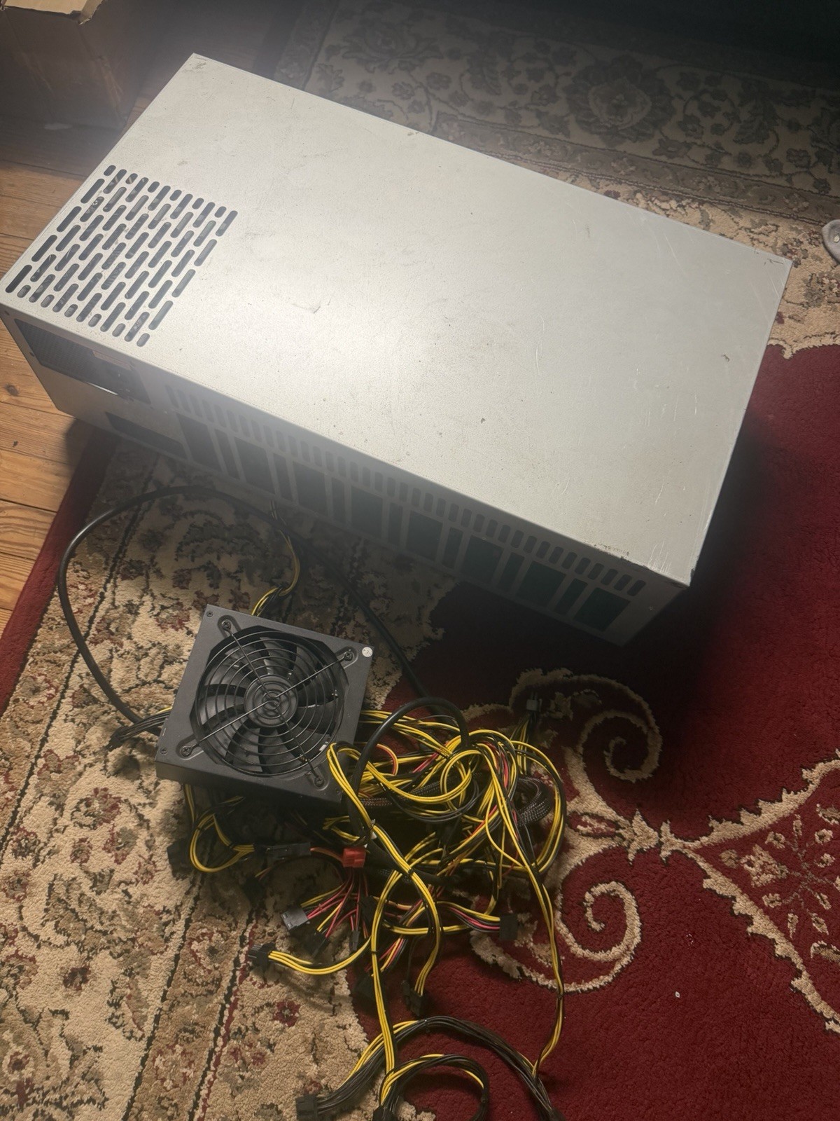 Mining Rig Frame Case with Power Supply, Motherboard, Multiple Fans, Cables