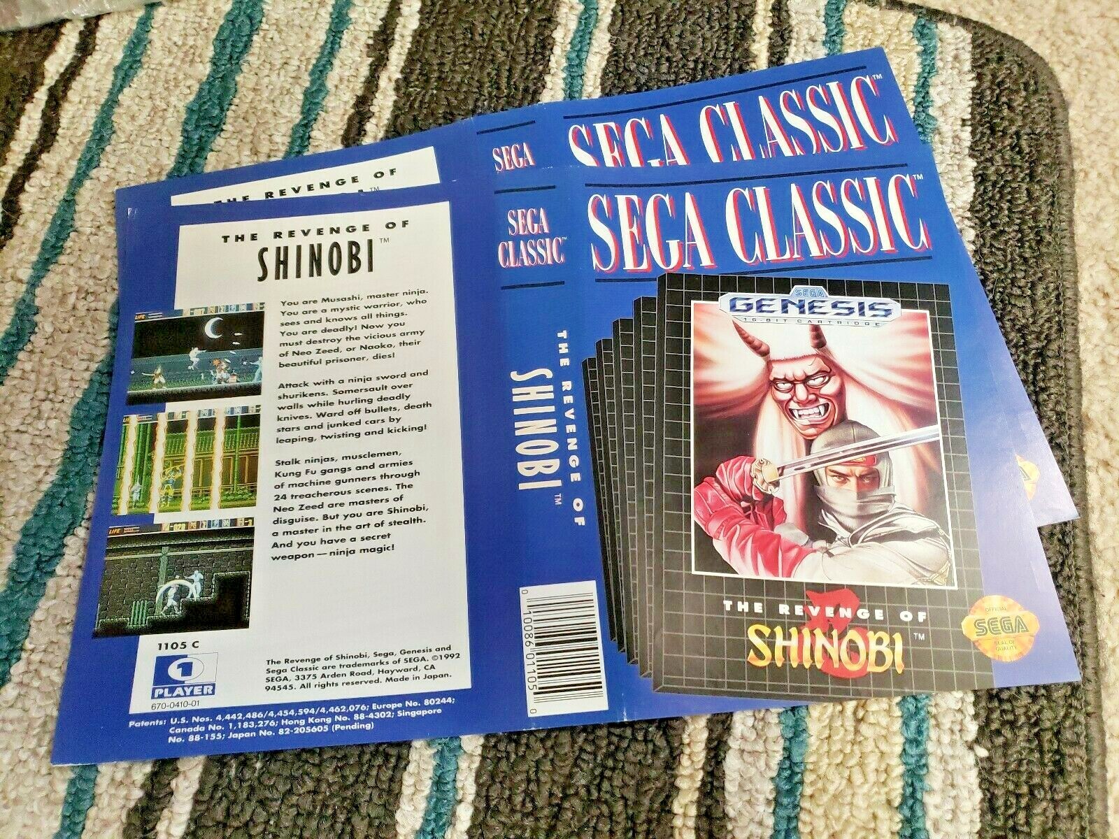 BOX ART ONLY Revenge of Shinobi Original Sega Genesis Case Sleeve