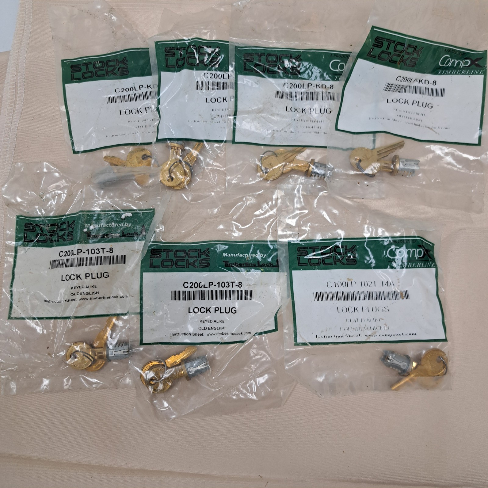 STOCK LOCKS By Fort Lock Lot Of 7 C100LP-104I-14A C200LP-103T-8  C200LP-KD-8