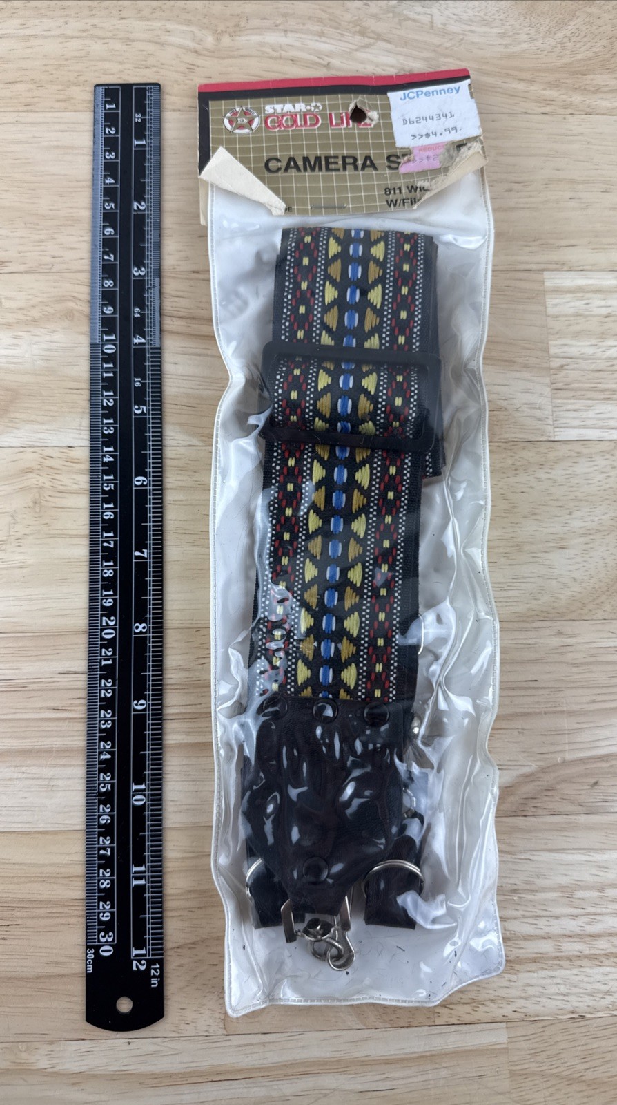 Gold Line Star Aztec Native Retro Design Camera Neck Strap 2" Wide Woven
