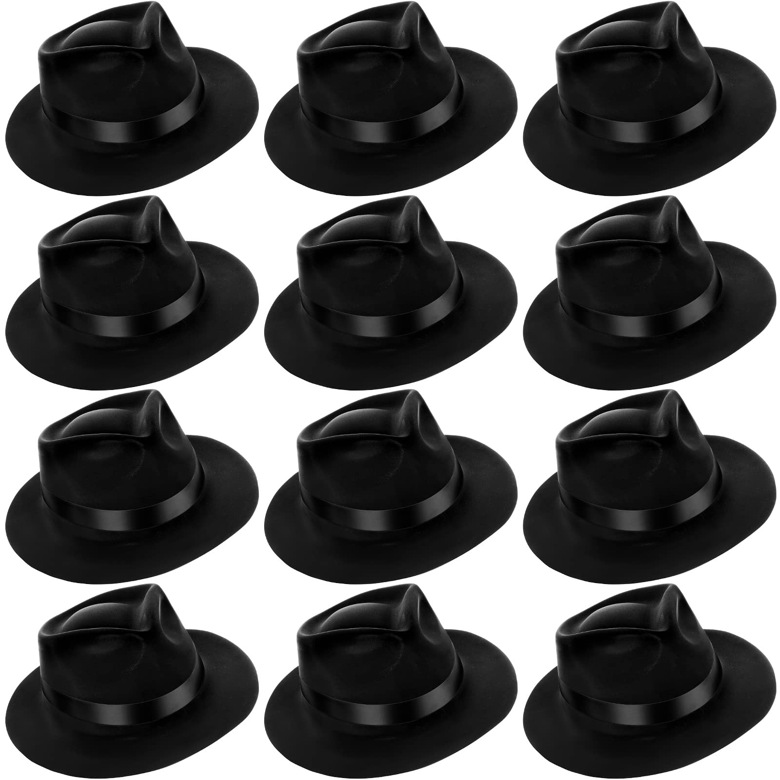 12 Pieces Gangster Hat, Plastic Gentlemen Hats, Gangster Costume Hats for Men...