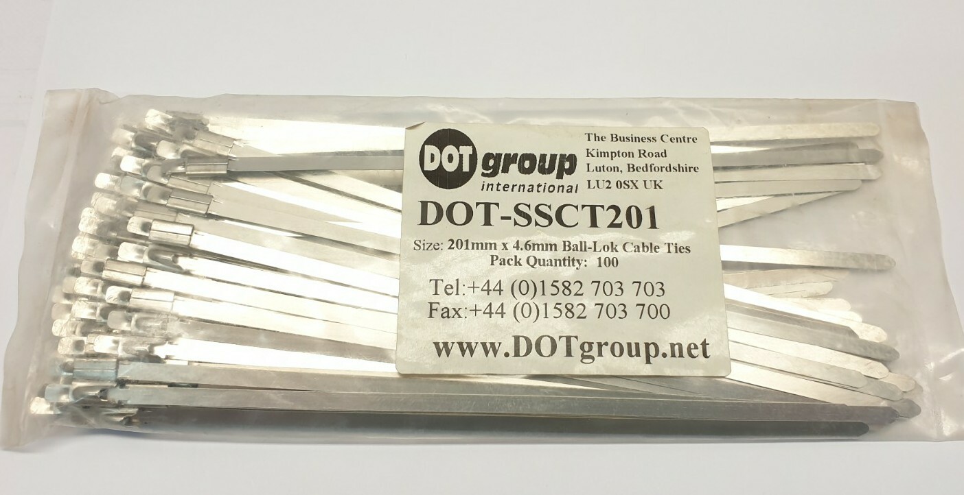 DOT-SSCT201 201mm x 4.6mm Ball-Lok Cable Ties Metal 100 pack Ball Lock Dot Group