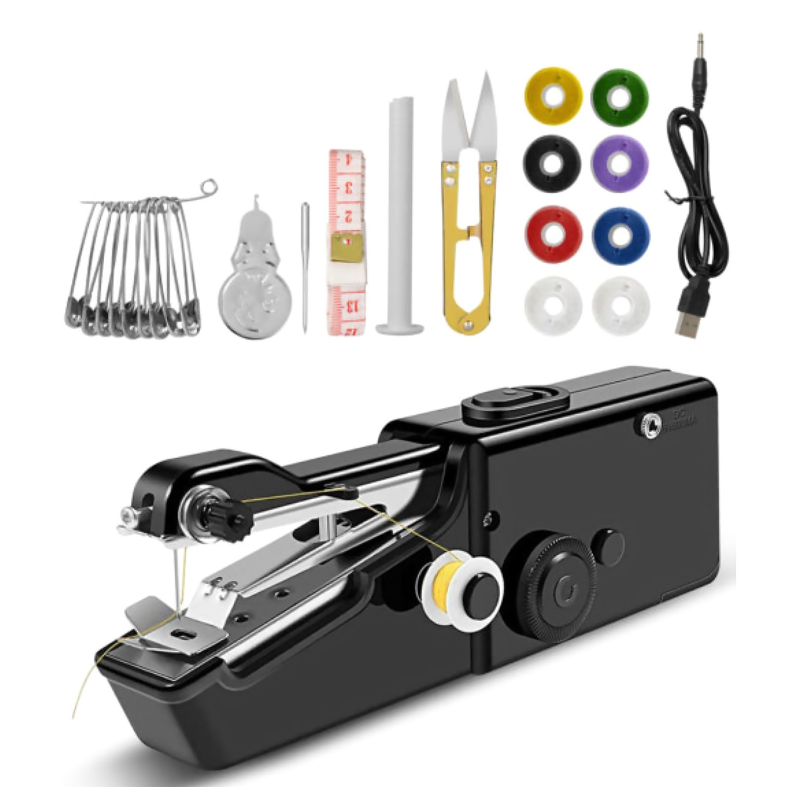 1Set Handheld Mini Sewing Machine Stitch Electric Compact Tool w/ Sewing Kit