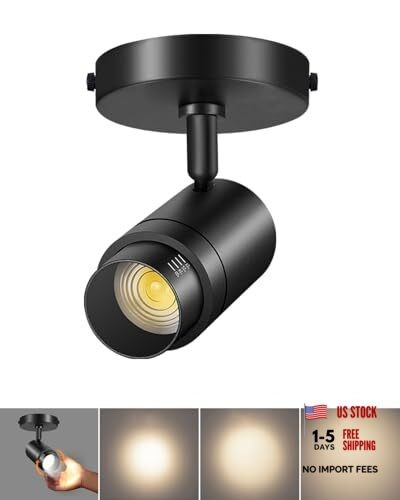 Zoomable LED Ceiling Spot Lights Indoor Adjustable Ceiling 4000K Black