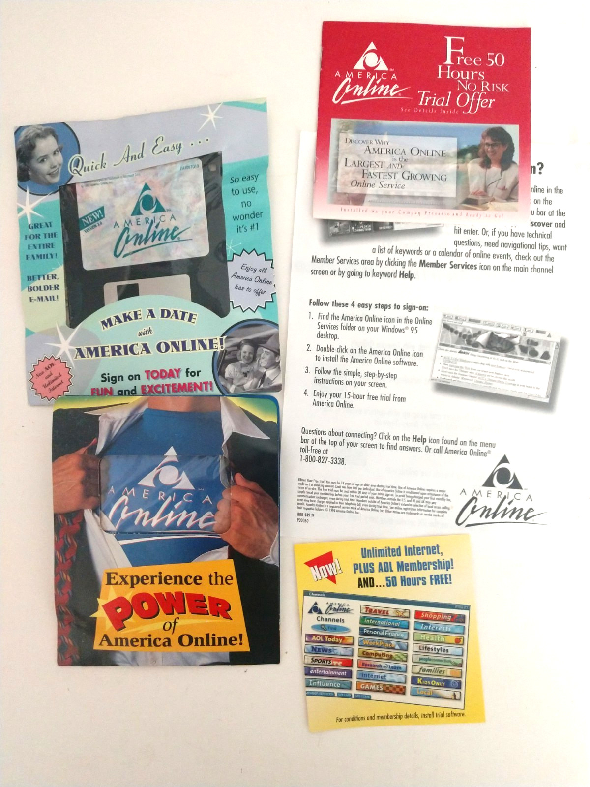 1997 SEALED America Online AOL 3.5” Floppy Disk Version v3.0 Lot paper work AD