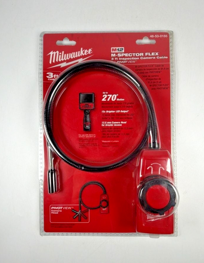 Milwaukee 48-53-0155 M12 M-Spector Flex 3 ft. Inspection Camera Cable PivotView