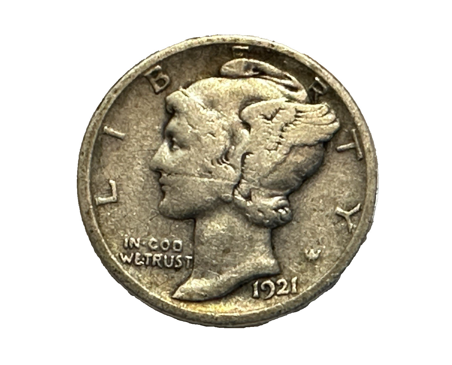 1921 D Silver Mercury Dime VF Detail Exceptionally Nice Coin - Key Date