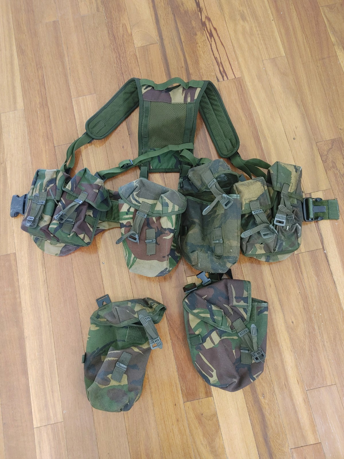 UK DPM camo PLCE Webbing LBV VEST LBE Used Includes Extra Pouches